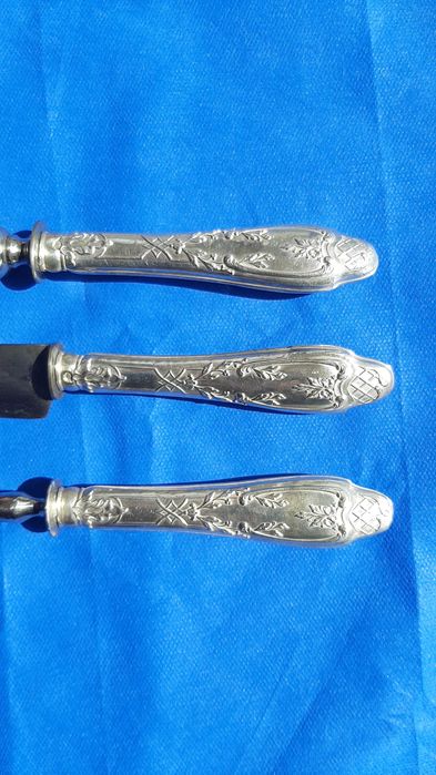 Set 3 tacamuri servit carne, argint sterling 950, Franta, 1886-1900