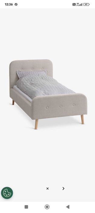 Cadru pat tapițat bej 90×200