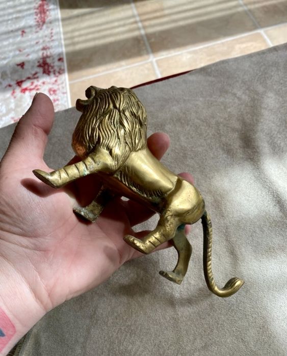 Statueta bronz cu leu, sec XIX, vechi