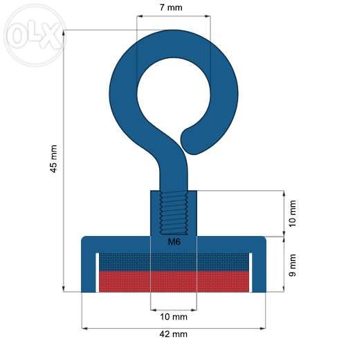 Magnet neodim oala D 42 mm carlig inelar