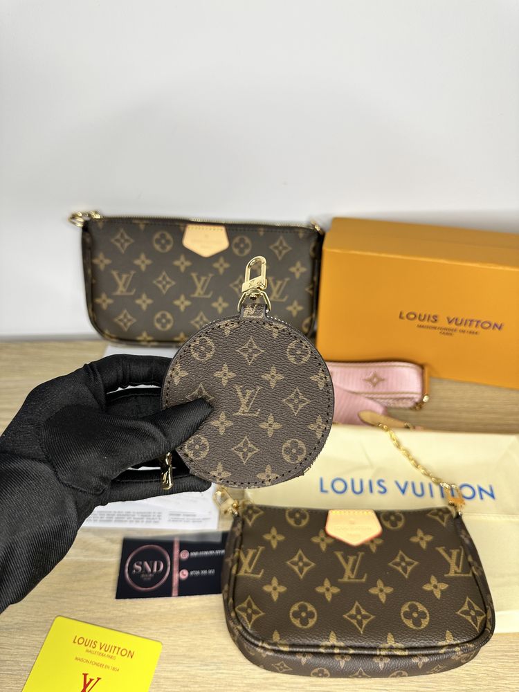 Geanta Louis Vuitton multi pochette 3 piese+cutie piele canvas 100%