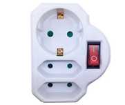 Triplu Stecher 1xshuko+2xeuro Cu Intrerupator Alien