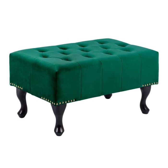Табуретка, Chesterfield Emma, Зелен, Кадифе, 80х45х40см.