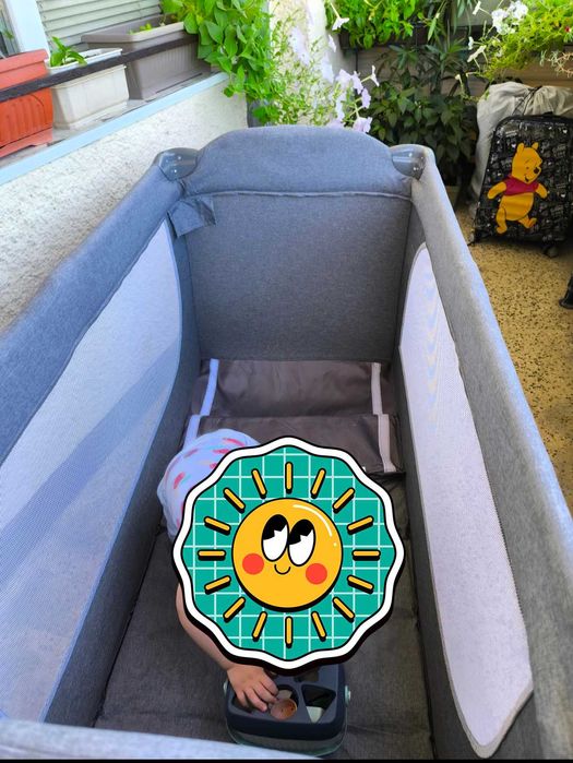 Сгъваема кошара за бебе (за сън и за игра) Cangaroo, сива + Матрак