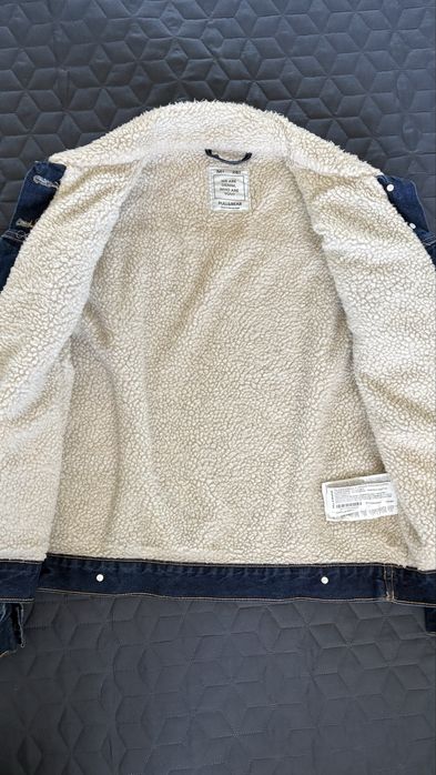 Дамско дънково яке с подплата от каракул