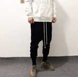 Pantaloni tip rick owens cu siret alb cu tur skinny