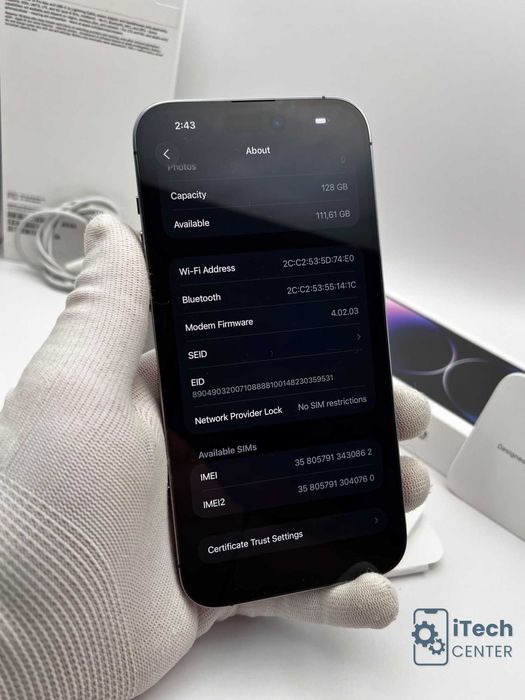 iPhone 14 Pro MAX, 128GB, Purple, 100% батерия, КАТО НОВ, ГАРАНЦИЯ!