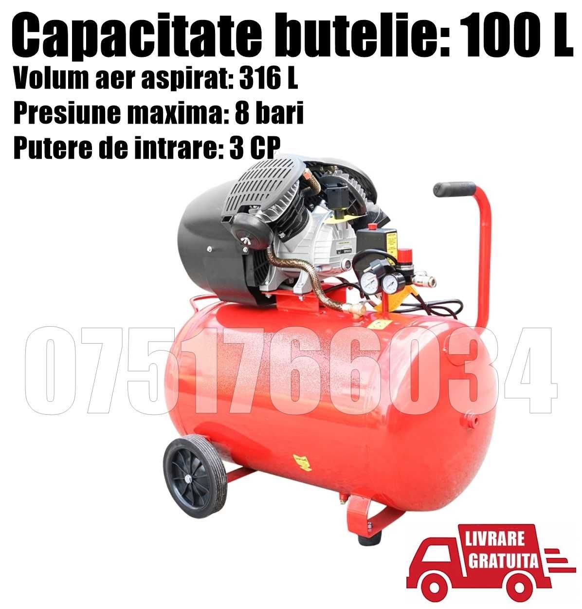 Compresor Aer Vopsitor Service 100l 2.2kW/3CP 8 Bari+Livrare GRATUITA!