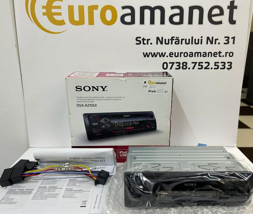 Radio MP3 Player auto Sony DSXA210UI, 4 x 55 W, USB, AUX, Rosu -N-