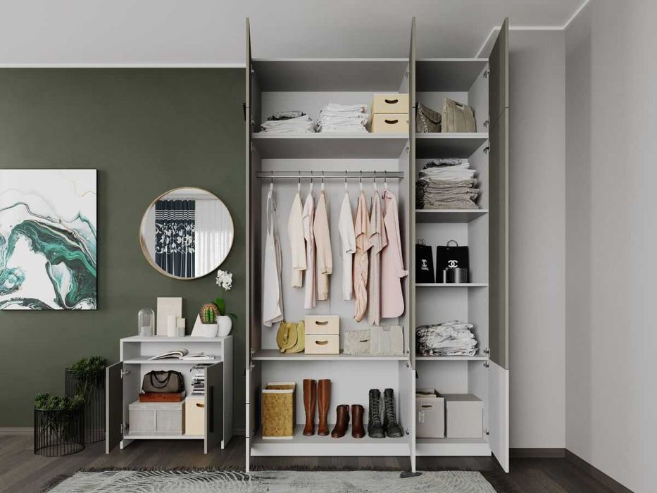 Set Mobila Dormitor Casmir / Alb Soares C28 - Transport Gratuit