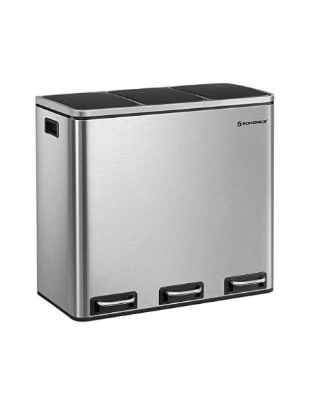 Coș de gunoi pentru reciclare cu compartimente, Songmics, 3x18L