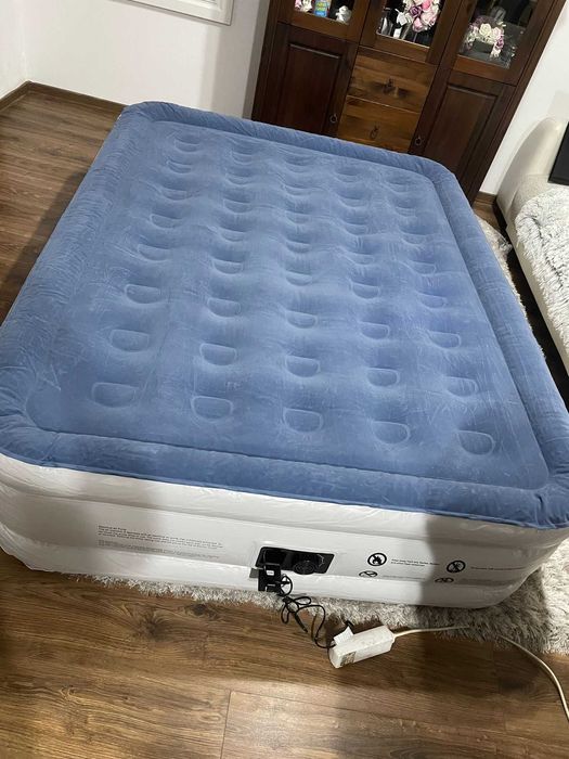 Saltea gonflabilă iDOO Queen 203 × 152 × 46 cm – pat oaspeți / camping