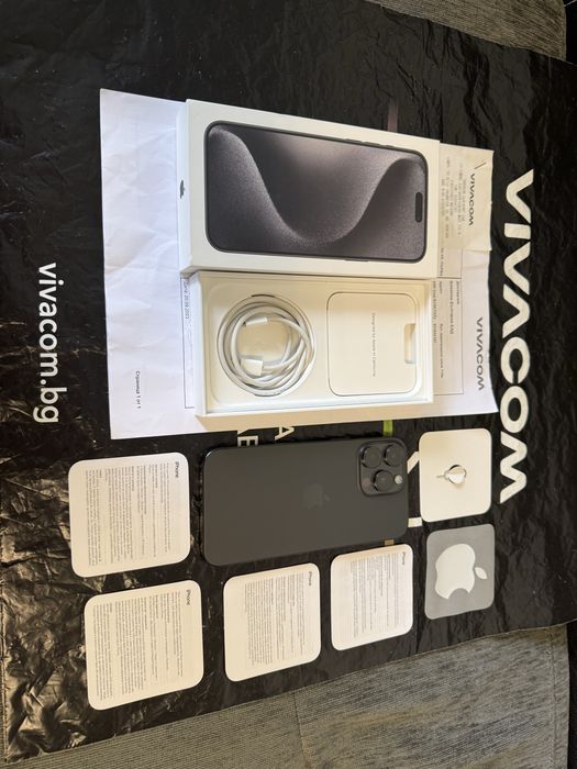 ***КАТО НОВ 256GB iPhone 15 Pro Max Vivacom гаранция до 25г  Titanium