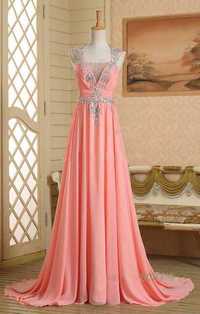 Платье вечернее длинное в пол розовое