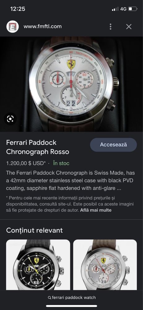 Vând ceas chronograph Ferrari Paddock