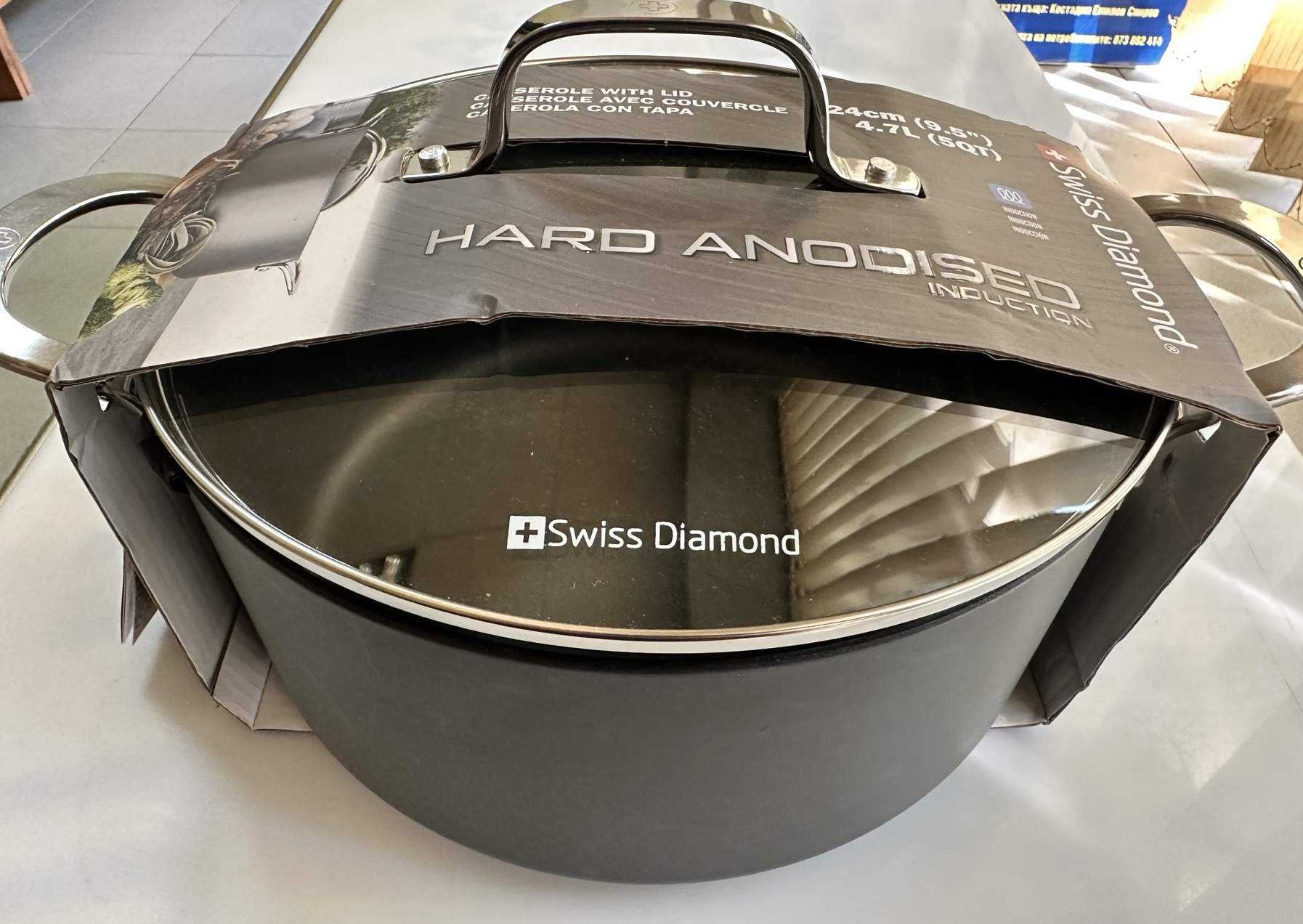готварска тенджера Swiss Diamond 24 см, твърдо анодизирана