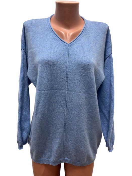 ATELIER размер XL дамски кашмирен пуловер 100% КАШМИР син