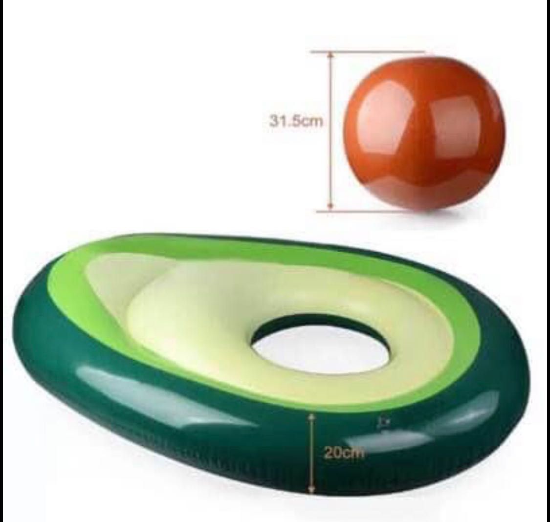 Плувен дюшек във формата на авокадо с вградена плажна топка
