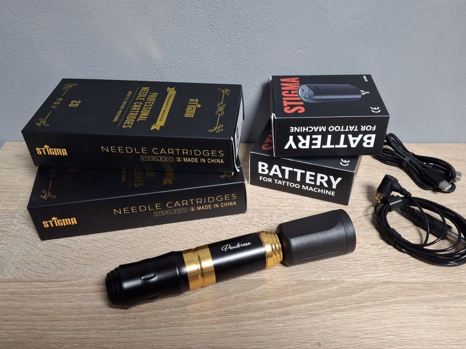 tattoo pen wireless Stigma + 2 baterii + 39 ace