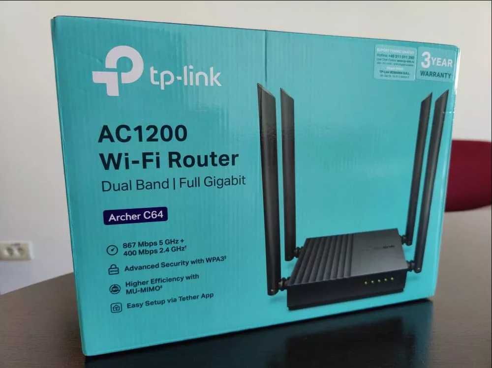 Рутер TP-LINK ARCHER C64 5Ghz AC1200 EasyMESH Gigabit