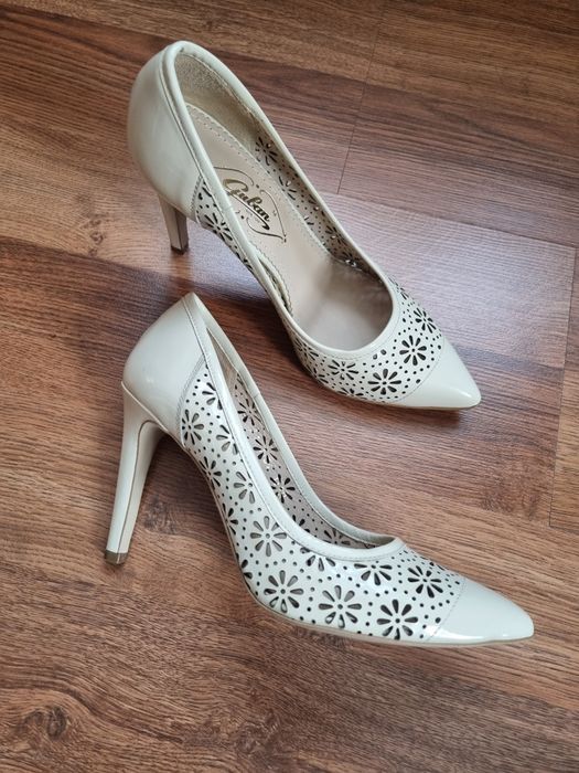 pantofi crem piele Guban