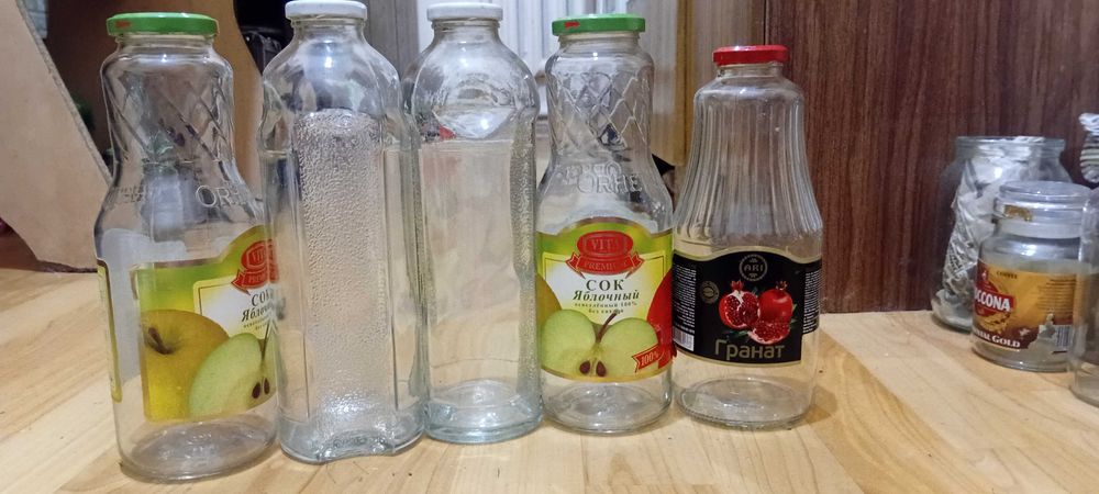 Стеклянные бутылочки из под сока и кетчупа 0,3л-0.5л-0,75л-1 л