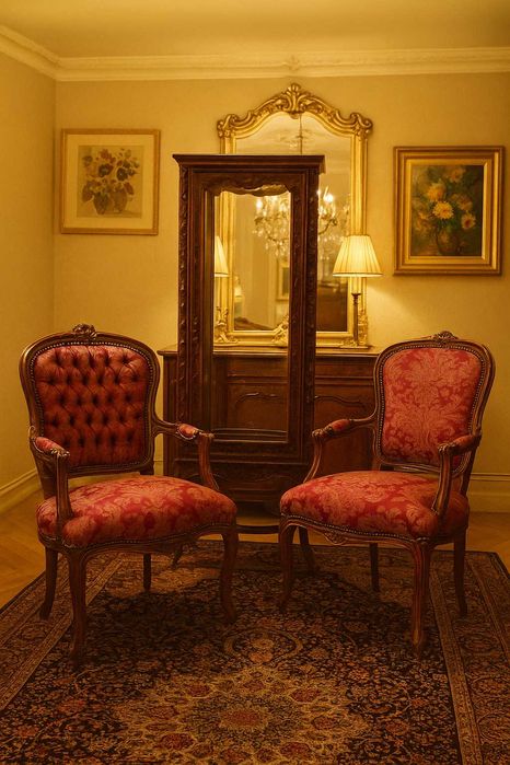 Кресло в Луи XV стил с дамаска в бароков орнамент