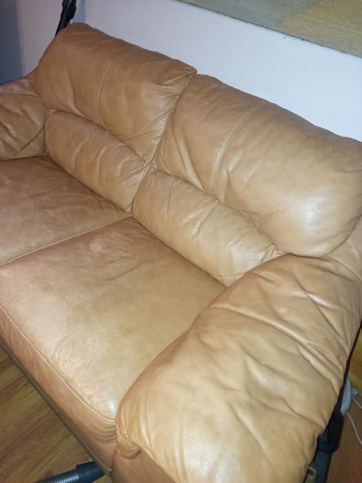 Диван двойка естествена кожа