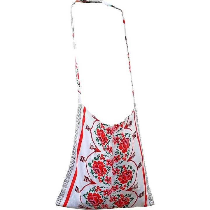 Traista traditionala din bumbac 100% cu agatatoare, dimensiuni 37X40cm