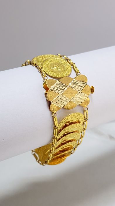 Brățară din aur de 14K cu bănuți – lungime 20 cm, gramaj 26,41 g