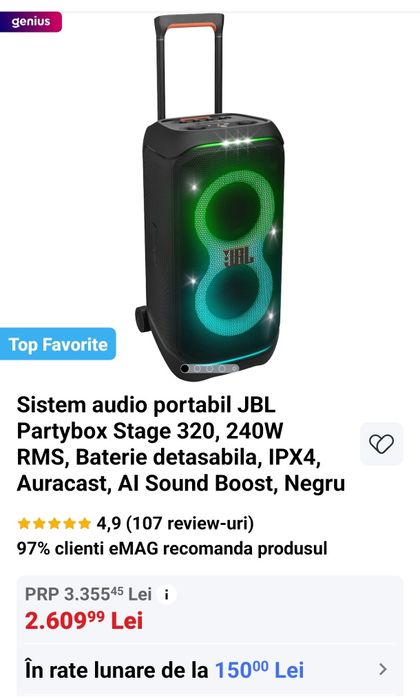 JBL. Party box 320 240w  NOU.1800RON