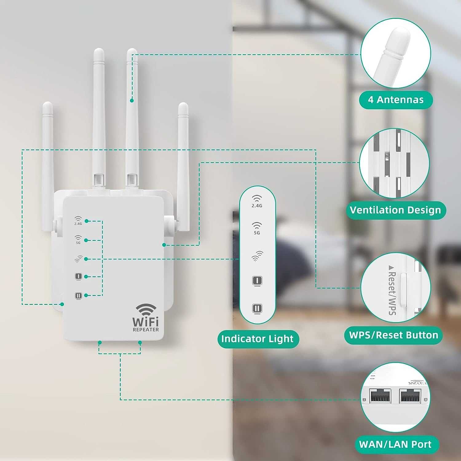 WiFi Extender 5G/4G Dual Band 1200Mbps