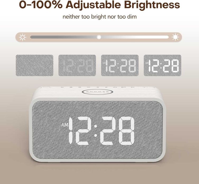 Radio ceas alarmă lemn ANJANK difuzor Bluetooth,incarcator wireless