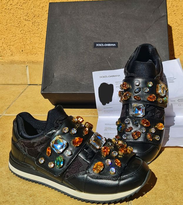 Sneakersi Dolce Gabbana Originali,Piele cu Pietre Swarovski,ca Noi,37