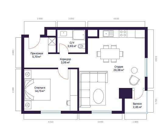 Modera Towers 21 этаж по 2600$ | 148000$ | 56.9m2