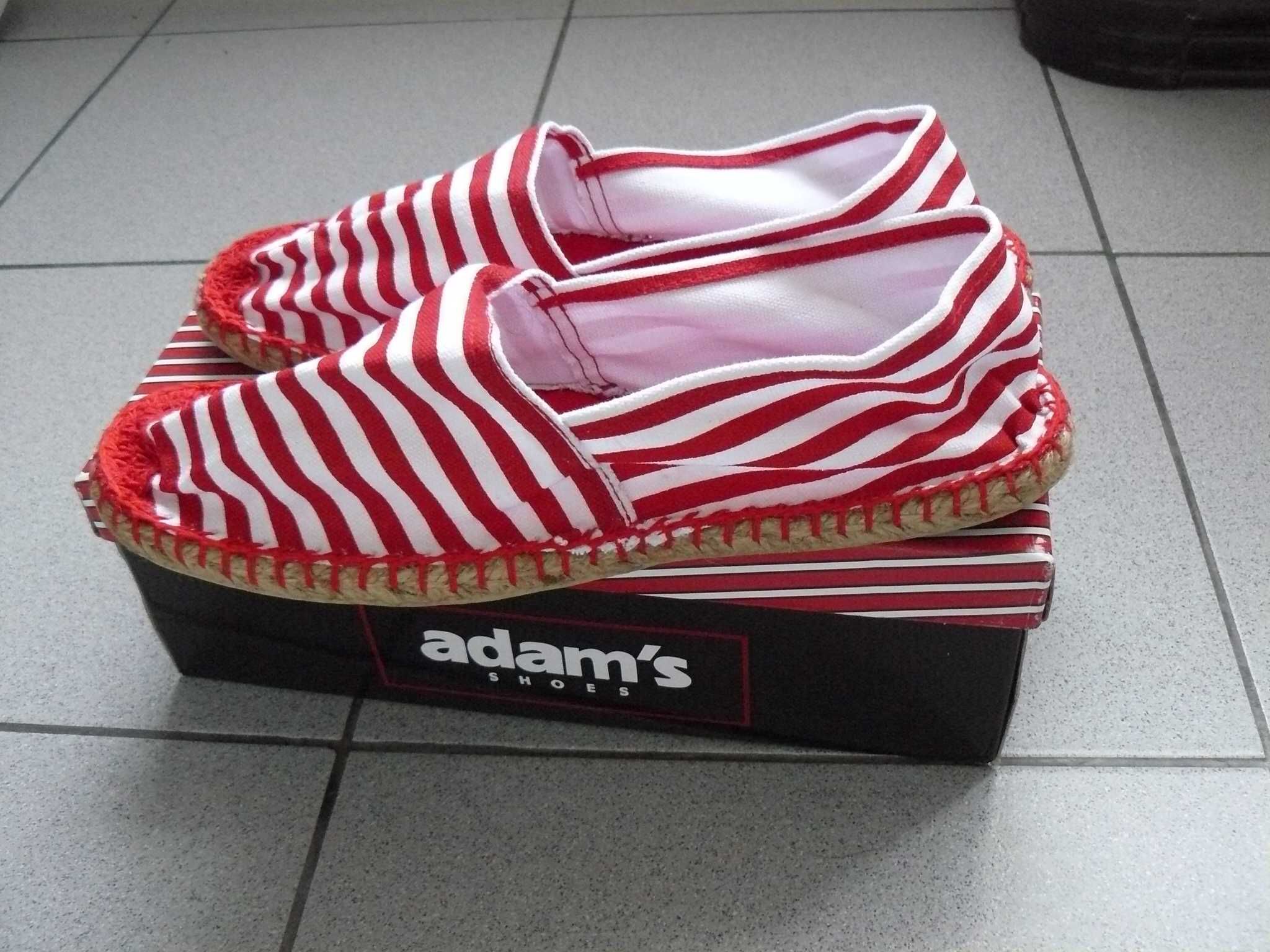 Espadrile Unisex/Dama ADAM'S Panza,Talpa din iuta,Culoare Alb Cu Rosu