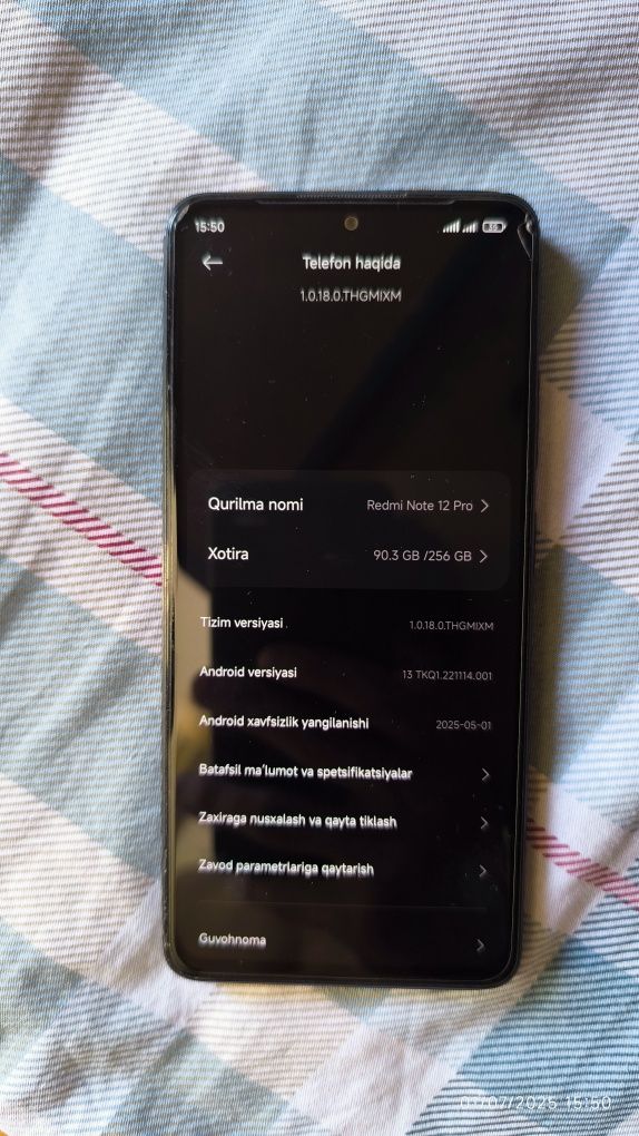 Redmi note 12 Pro 8+8ga 256 tali