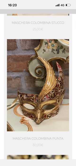 Оригинална маска La Bauta от Венеция, нова със сертификат