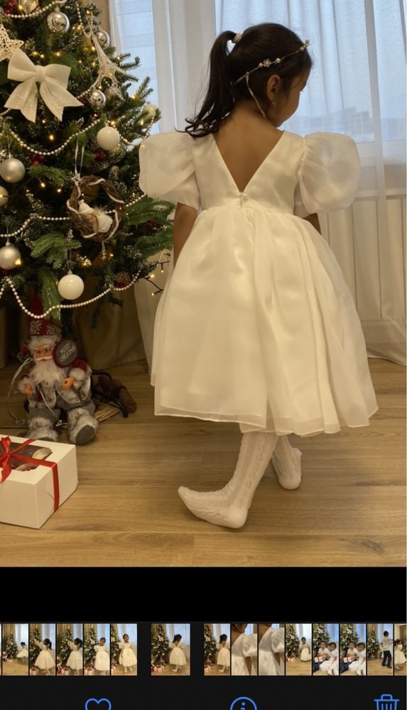 Нарядное белое платье на девочку 110 см
