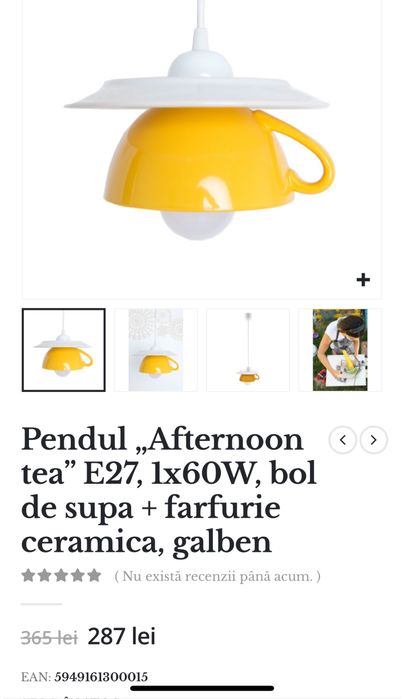 Lustre / corpuri de iluminat ceasca si farfurie set de 2