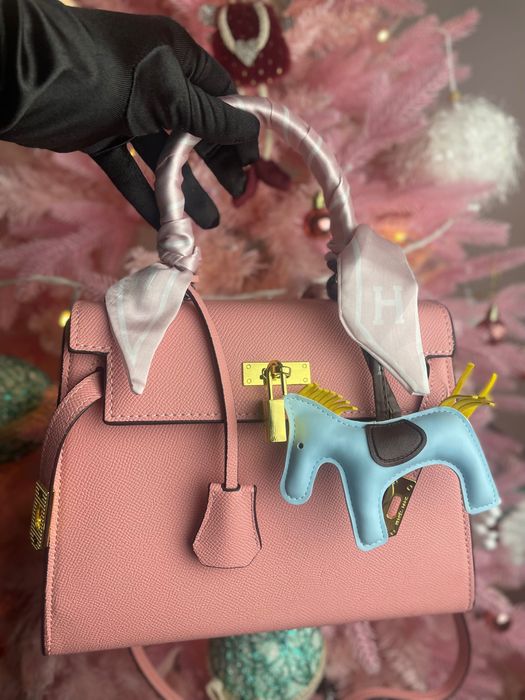 Hermes 25 cm geanta roz piele Stoc