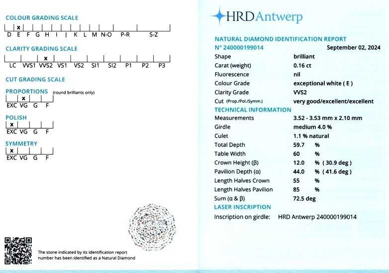Diamante naturale 0,16ct. HRD cod 10158;10159;10160;10161;10162;10163