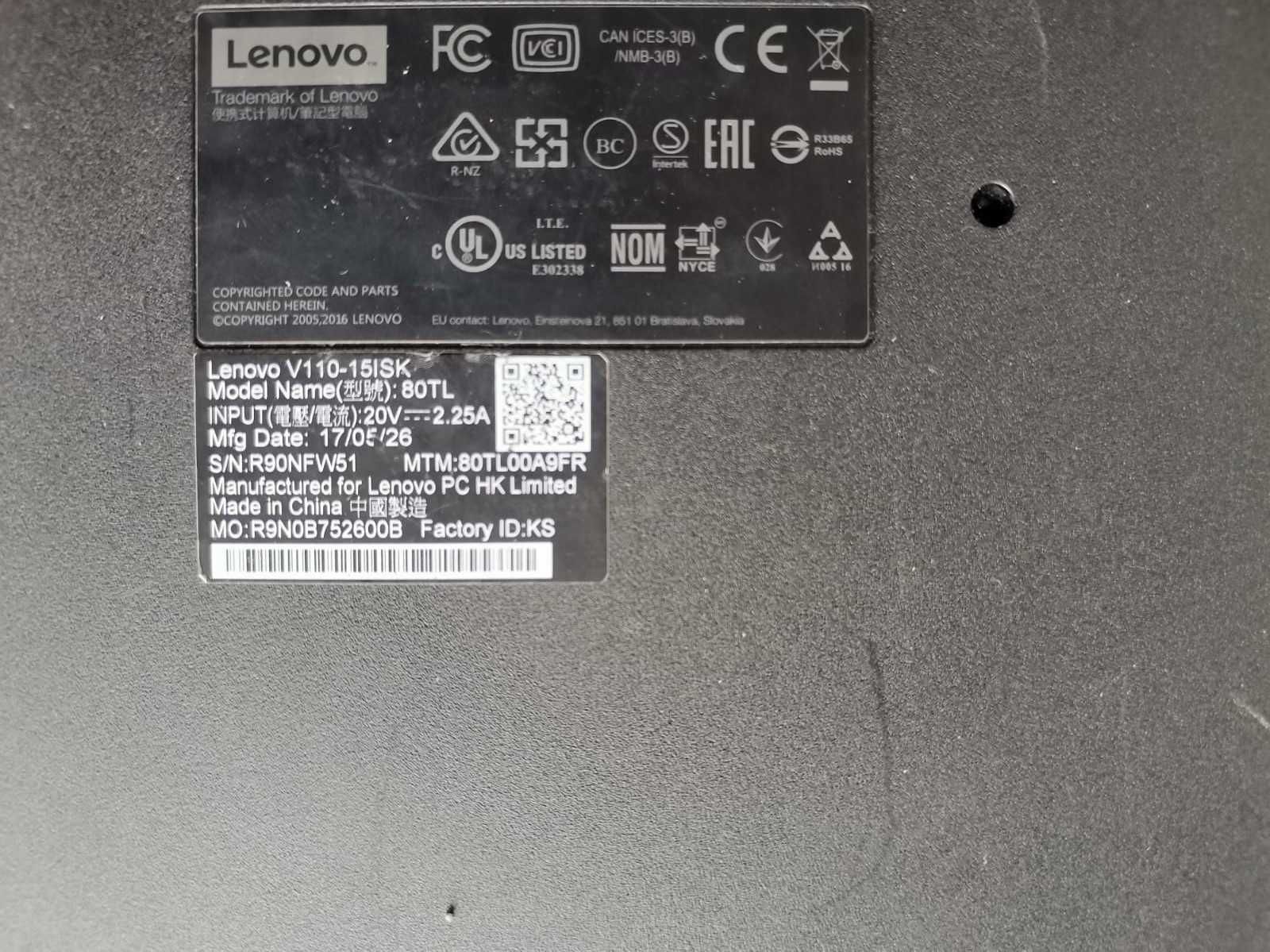 Dezmembrez Lenovo V110-15ISK-procesor i3-6006u