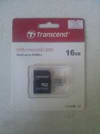 Flash card, Transcend, Adapter + microSD – 16 Gb