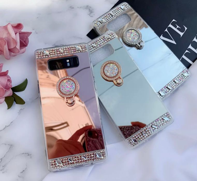 Husa oglinda, pietricele + inel pentru Samsung Galaxy S10+, S10 Plus