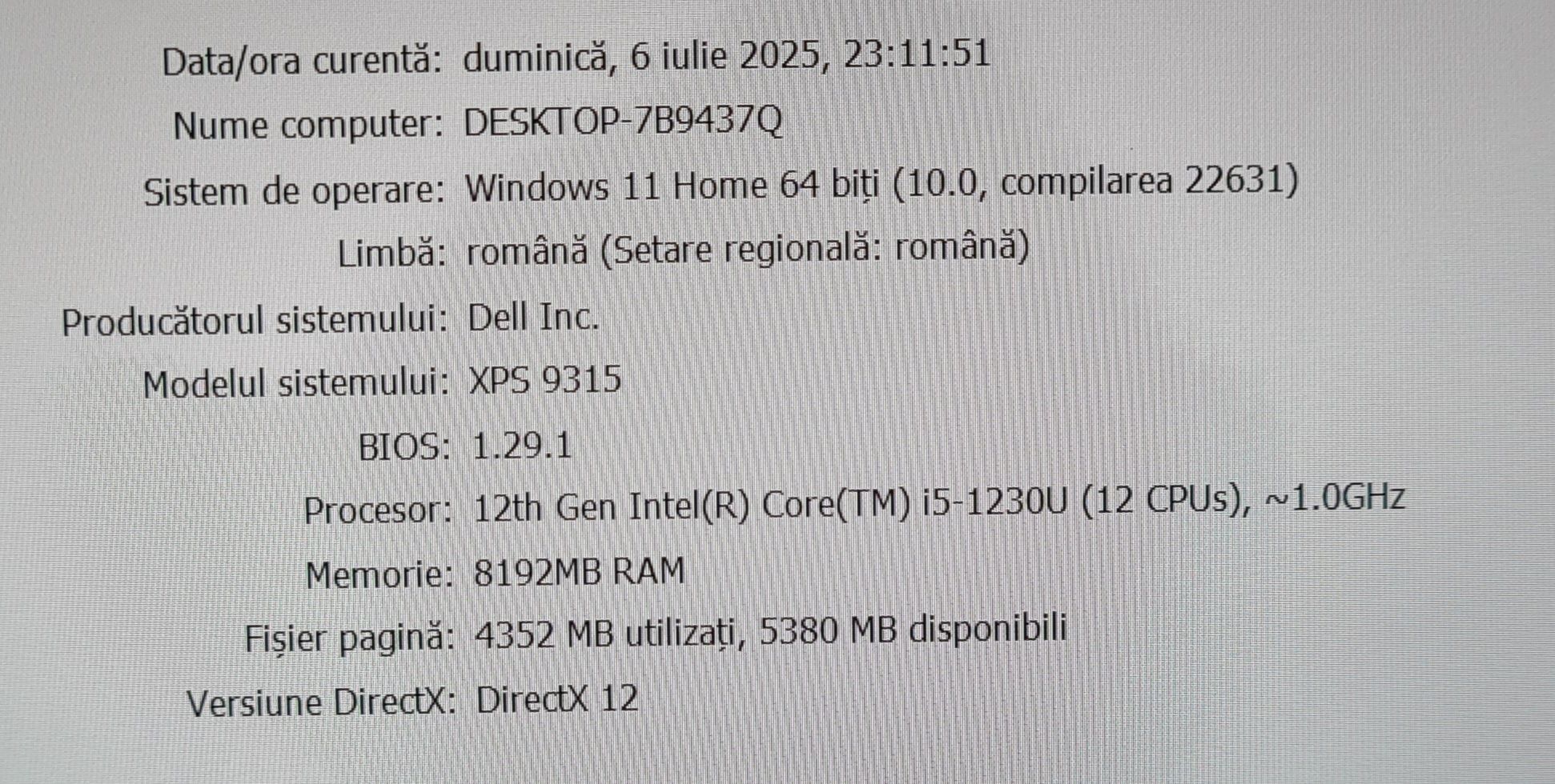 Dell XPS 9315 i5 1230u, 8 GB RAM, ssd 256 GB