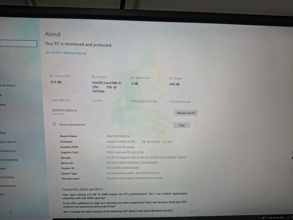 Vând unitate dell i5 750 2.6ghz 12 GB RAM PC complet !!!