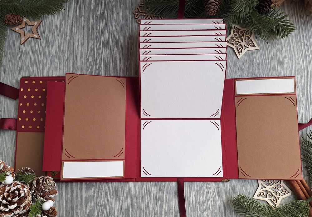 Коледен, скрапбук албум в бордо, ръчна изработка /63.6