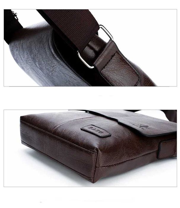 Мъжка черна кожена чанта през рамо, мъжки кожени чанти