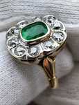Inel Aur 14K Cu Smarald Si Diamante Diamant Unicat